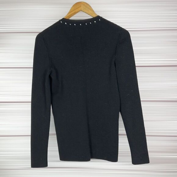 NWOT SONIA RYKIEL Paris Wool Black Rhinestone Trim Button Down Knit Cardigan - Picture 12 of 14